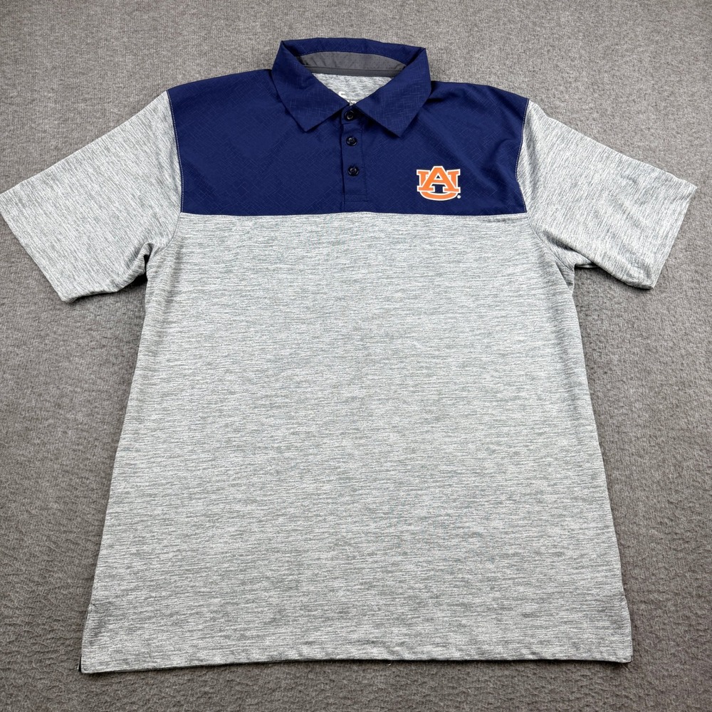 Colosseum Auburn Tigers Men's Polo Shirt Navy Blue Grey Colorblock Size XL